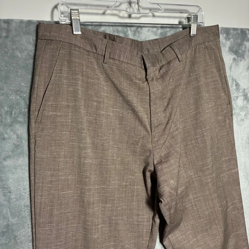 Hugo Boss Virgin Wool Flat Front Dress Pants Mens 36R Brown